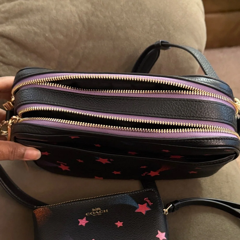 Coach Black Crossbody Bag with Pink and Purple Star Pattern (2pcs) - Picture 6 of 8